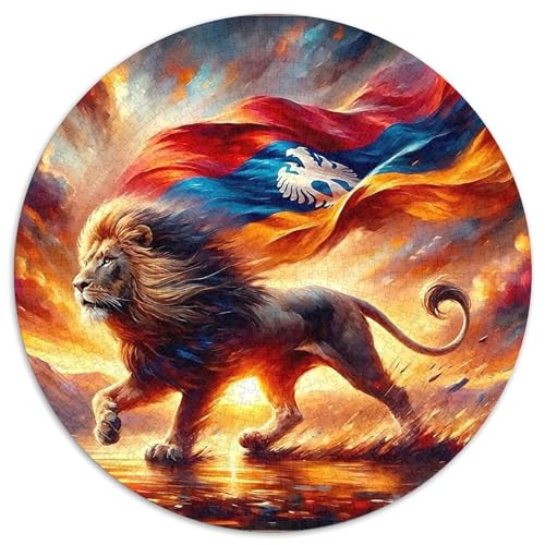Flamme Löwe 1000 Teile Puzzle Tier Rundes Puzzle Geeignet Ab 12 Jahren Pädagogisches Für Erwachsene Kinder Buntes Tier Geschenke 1000pcs (67.5x67.5cm) von OJASDBDJE