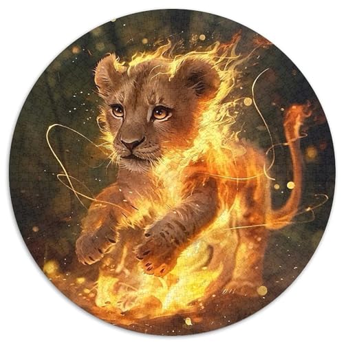Flamme Löwe Mit 1000 Teilen Puzzle Tier Rund Puzzle Für Erwachsene Und Kinder Pädagogisches Für Erwachsene Kinder Buntes Tier Stressabbau-Spielzeug 1000pcs (67.5x67.5cm) von OJASDBDJE