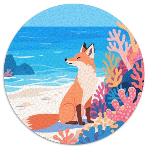 Fox 1000 Teile Puzzle Rundes Puzzle Für Erwachsene Und Kinder Pädagogisches Für Erwachsene Kinder Buntes Tier Stressabbau-Spielzeug 1000pcs (67.5x67.5cm) von OJASDBDJE