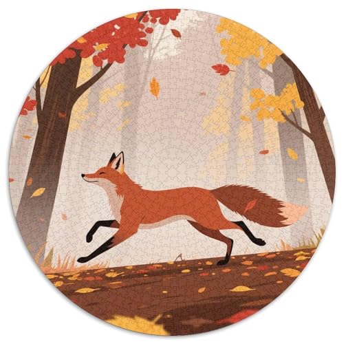 Fox 1000 Teile Puzzles Rund Puzzle Geeignet Ab 12 Jahren Pädagogisches Für Erwachsene Kinder Buntes Tier Stressabbau-Spielzeug 1000pcs (67.5x67.5cm) von OJASDBDJE