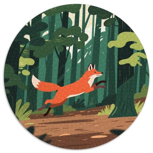 Fox Mit 1000 Teilen Puzzles Rund Puzzle Geeignet Ab 12 Jahren Pädagogisches Für Erwachsene Kinder Buntes Tier Stressabbau-Spielzeug 1000pcs (67.5x67.5cm) von OJASDBDJE