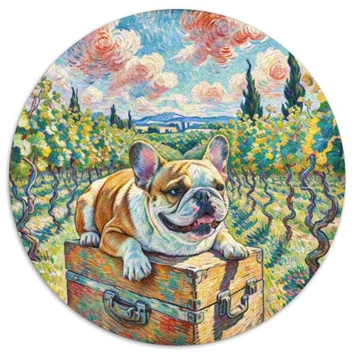 Französische Bulldogge 1000 Teile Puzzle Haustier Hund Circular Puzzle Für Erwachsene Und Kinder Pädagogisches Für Erwachsene Kinder Buntes Tier Stressabbau-Spielzeug 1000pcs (67.5x67.5cm) von OJASDBDJE