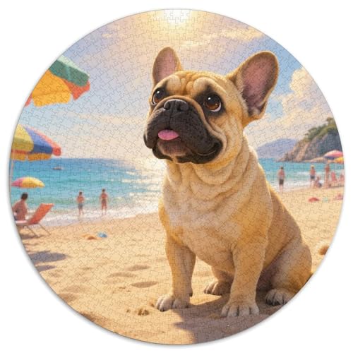 Französische Bulldogge 1000 Teile Puzzle Tiere Runde Kreispuzzles Für Erwachsene Und Kinder Pädagogisches Für Erwachsene Kinder Buntes Tier Geschenke 1000pcs (67.5x67.5cm) von OJASDBDJE