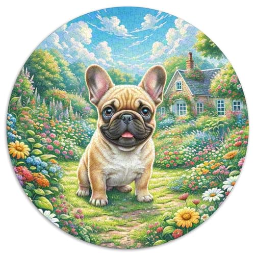 Französische Bulldogge 1000 Teile Puzzle Tierhund Circular Puzzle Geeignet Ab 12 Jahren Pädagogisches Für Erwachsene Kinder Buntes Tier Geschenke 1000pcs (67.5x67.5cm) von OJASDBDJE