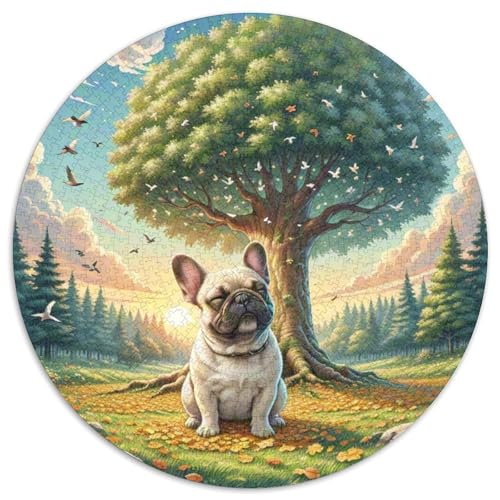 Französische Bulldogge Mit 1000 Teilen Puzzle Tierhund Circular Puzzles Für Erwachsene Und Kinder Pädagogisches Für Erwachsene Kinder Buntes Tier Geschenke 1000pcs (67.5x67.5cm) von OJASDBDJE