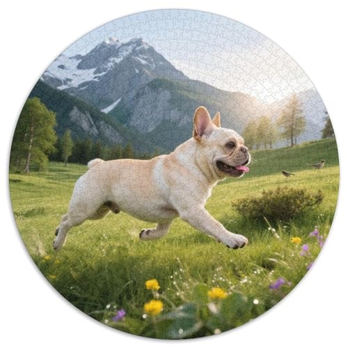 Französische Bulldogsge 1000 Teile Puzzle Runde Kreispuzzles Für Erwachsene Und Kinder Pädagogisches Für Erwachsene Kinder Buntes Tier Geschenke 1000pcs (67.5x67.5cm) von OJASDBDJE