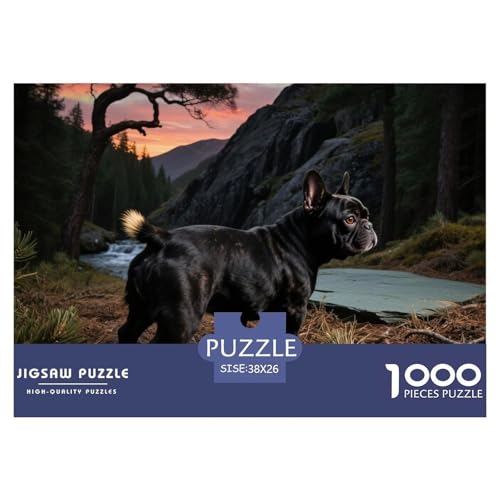 Französische Bulldogssge 1000 Teile Puzzle Haustier Hund Geschenke Für Frauen/Männer Herausforderung Detailreich Spielzeug Lernspiel 38x26cm/1000pcs von OJASDBDJE