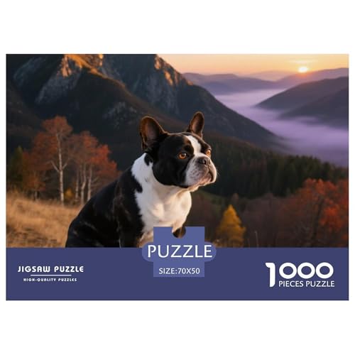 Französische Bulldogssge 1000 Teile Puzzle Haustier Hund Geschenke Für Frauen/Männer Herausforderung Premium-Qualität Spaß Pädagogisches Spiel 70x50cm/1000pcs von OJASDBDJE