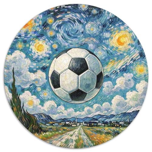 Fußball Mit 1000 Teilen Puzzles Symbol Runde Kreispuzzles Geeignet Ab 12 Jahren Pädagogisches Für Erwachsene Kinder Buntes Tier Stressabbau-Spielzeug 1000pcs (67.5x67.5cm) von OJASDBDJE