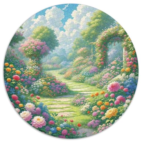 Garten Mit 1000 Teilen Puzzle Architektur Rundes Puzzle Für Erwachsene Und Kinder Pädagogisches Für Erwachsene Kinder Buntes Tier Stressabbau-Spielzeug 1000pcs (67.5x67.5cm) von OJASDBDJE