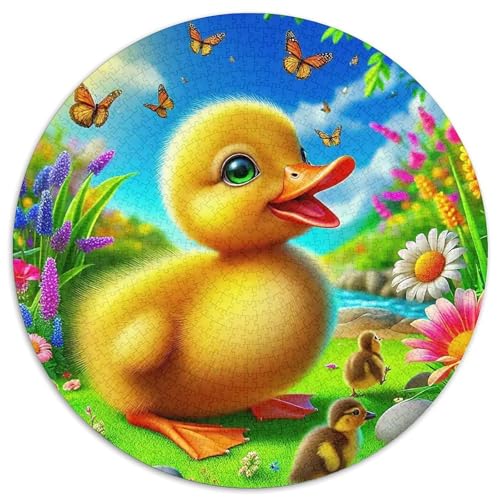 Gelbe Ente Mit 1000 Teilen Puzzle Rundes Puzzle Für Erwachsene Und Kinder Pädagogisches Für Erwachsene Kinder Buntes Tier Stressabbau-Spielzeug 1000pcs (67.5x67.5cm) von OJASDBDJE