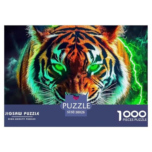 Glühender Tiger 1000 Teile Puzzle Tier Für Die Ganze Familie Entspannend Detailreich Spielzeug Lernspiel 38x26cm/1000pcs von OJASDBDJE