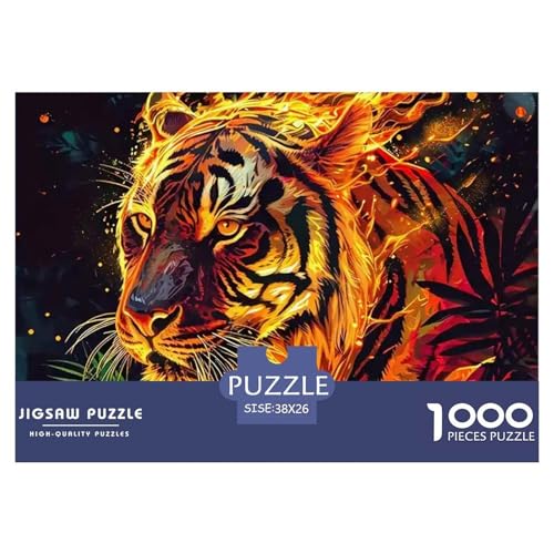 Glühender Tiger 1000 Teile Puzzle Tier Geschenke Für Frauen/Männer Entspannend Detailreich Spielzeug Lernspiel 38x26cm/1000pcs von OJASDBDJE