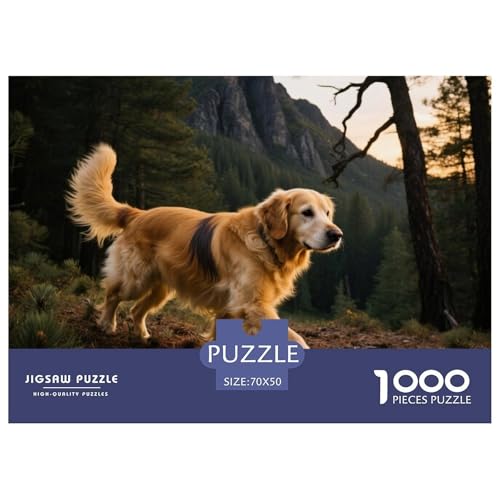 Goldener Retriever 1000 Teile Puzzle Haustier Hund Für Die Ganze Familie Entspannend Detailreich Spaß Pädagogisches Spiel 70x50cm/1000pcs von OJASDBDJE