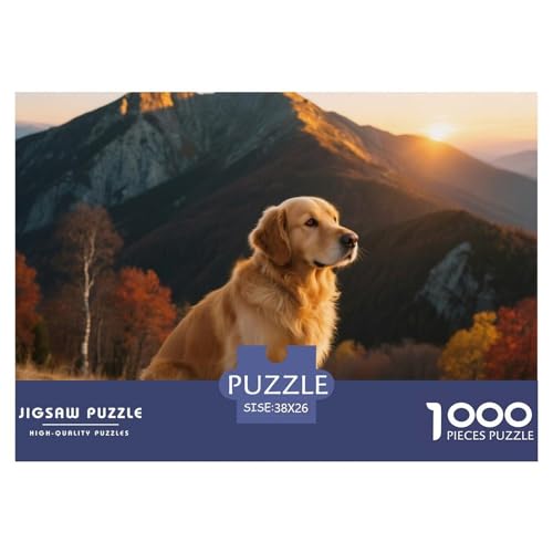 Goldener Retriever 1000 Teile Puzzle Haustier Hund Für Die Ganze Familie Entspannend Detailreich Spielzeug Lernspiel 38x26cm/1000pcs von OJASDBDJE