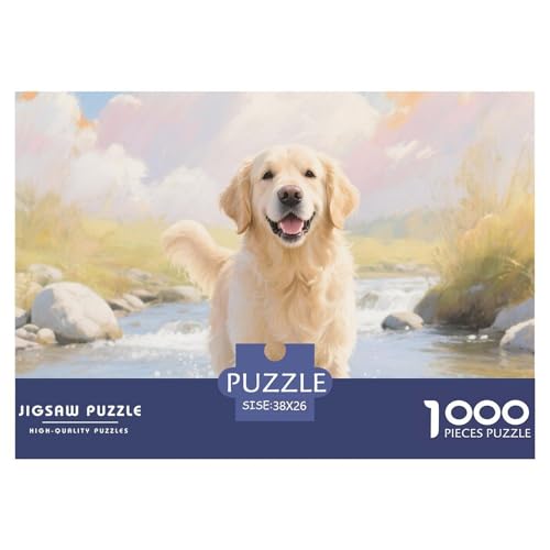 Goldener Retriever 1000 Teile Puzzle Haustier Hund Für Die Ganze Familie Herausforderung Detailreich Spielzeug Pädagogisches Spiel 38x26cm/1000pcs von OJASDBDJE