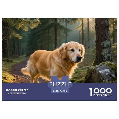 Goldener Retriever 1000 Teile Puzzle Haustier Hund Für Die Ganze Familie Herausforderung Premium-Qualität Spaß Pädagogisches Spiel 70x50cm/1000pcs von OJASDBDJE