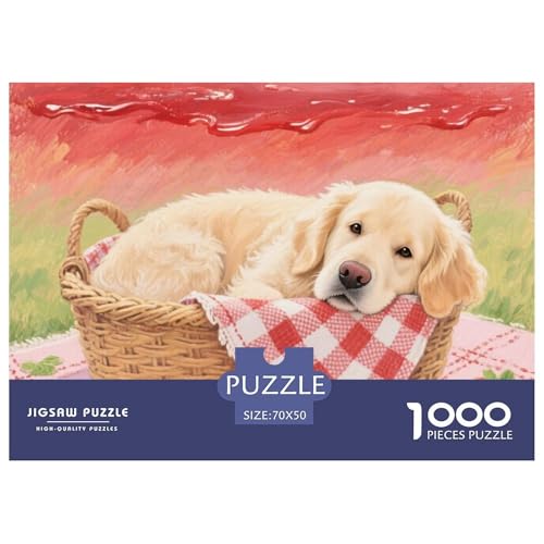 Goldener Retriever 1000 Teile Puzzle Haustier Hund Für Kinder Ab 12 Jahren Entspannend Detailreich Spielzeug Lernspiel 70x50cm/1000pcs von OJASDBDJE