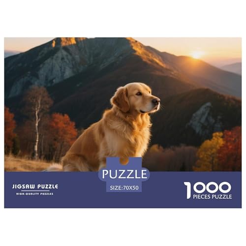 Goldener Retriever 1000 Teile Puzzle Haustier Hund Geschenke Für Frauen/Männer Herausforderung Premium-Qualität Spaß Lernspiel 70x50cm/1000pcs von OJASDBDJE