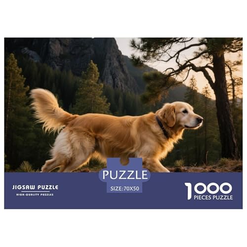 Goldener Retriever 1000 Teile Puzzle Haustier Hund Geschenke Für Frauen/Männer Herausforderung Premium-Qualität Spielzeug Lernspiel 70x50cm/1000pcs von OJASDBDJE