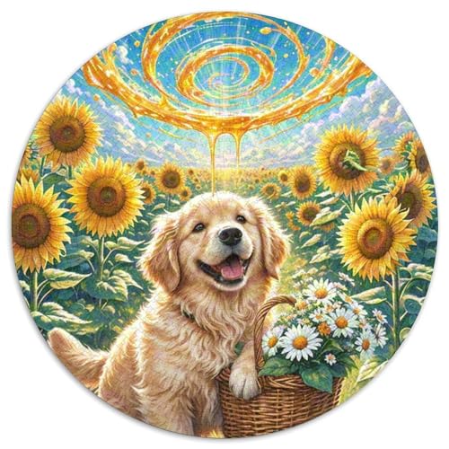 Goldener Retriever Mit 1000 Teilen Puzzle Haustier Hund Circular Puzzle Für Erwachsene Und Kinder Pädagogisches Für Erwachsene Kinder Buntes Tier Stressabbau-Spielzeug 1000pcs (67.5x67.5cm) von OJASDBDJE