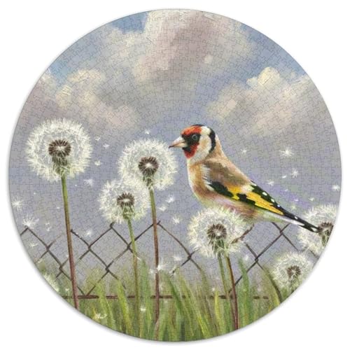 Goldfinch Mit 1000 Teilen Puzzles Vogel Rund Puzzle Geeignet Ab 12 Jahren Pädagogisches Für Erwachsene Kinder Buntes Tier Geschenke 1000pcs (67.5x67.5cm) von OJASDBDJE
