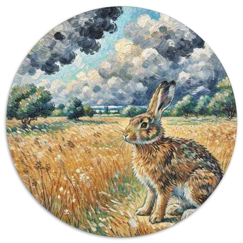 Hase Mit 1000 Teilen Puzzle Tiere Rund Puzzle Geeignet Ab 12 Jahren Pädagogisches Für Erwachsene Kinder Buntes Tier Stressabbau-Spielzeug 1000pcs (67.5x67.5cm) von OJASDBDJE