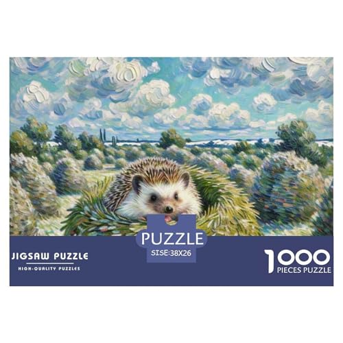 Hedgehog 1000 Teile Puzzle Tiere Für Die Ganze Familie Entspannend Premium-Qualität Spielzeug Lernspiel 38x26cm/1000pcs von OJASDBDJE
