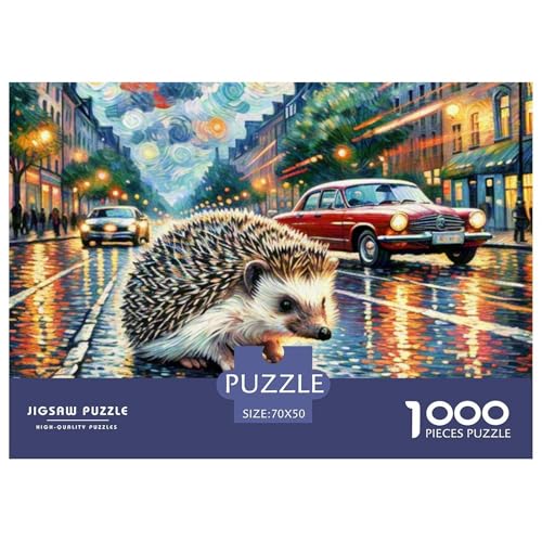 Hedgehog 1000 Teile Puzzle Tiere Für Die Ganze Familie Herausforderung Detailreich Spaß Lernspiel 70x50cm/1000pcs von OJASDBDJE