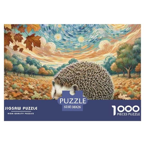 Hedgehog 1000 Teile Puzzle Tiere Für Kinder Ab 12 Jahren Entspannend Premium-Qualität Spaß Lernspiel 38x26cm/1000pcs von OJASDBDJE