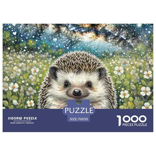 Hedgehog 1000 Teile Puzzle Tiere Geschenke Für Frauen/Männer Herausforderung Premium-Qualität Spielzeug Lernspiel 70x50cm/1000pcs von OJASDBDJE