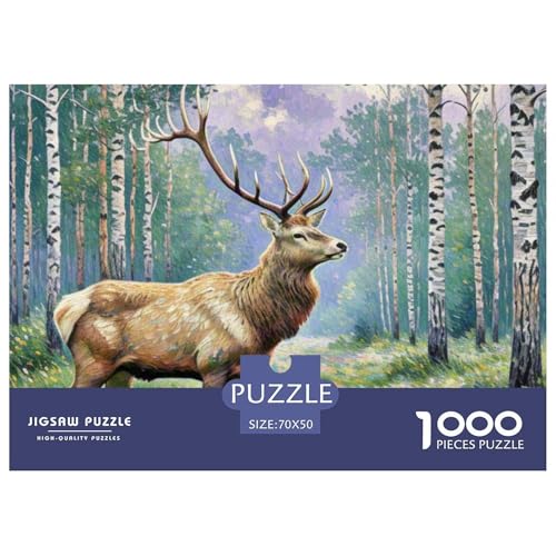 Hirsch 1000 Teile Puzzle Tiere Für Die Ganze Familie Entspannend Detailreich Spielzeug Lernspiel 70x50cm/1000pcs von OJASDBDJE