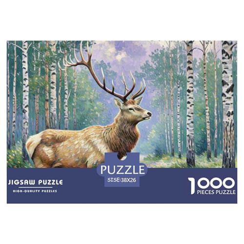 Hirsch 1000 Teile Puzzle Tiere Für Die Ganze Familie Entspannend Premium-Qualität Spaß Lernspiel 38x26cm/1000pcs von OJASDBDJE