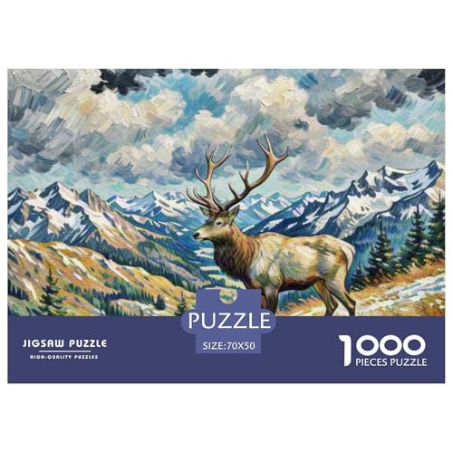 Hirsch 1000 Teile Puzzle Tiere Für Kinder Ab 12 Jahren Herausforderung Premium-Qualität Spaß Lernspiel 70x50cm/1000pcs von OJASDBDJE