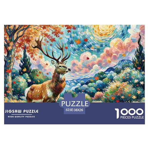 Hirsch 1000 Teile Puzzle Tiere Geschenke Für Frauen/Männer Entspannend Premium-Qualität Spielzeug Lernspiel 38x26cm/1000pcs von OJASDBDJE
