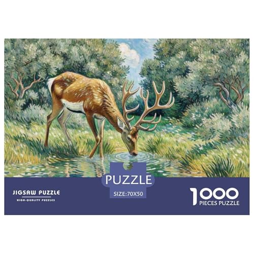 Hirsch 1000 Teile Puzzle Tiere Geschenke Für Frauen/Männer Herausforderung Detailreich Spaß Pädagogisches Spiel 70x50cm/1000pcs von OJASDBDJE