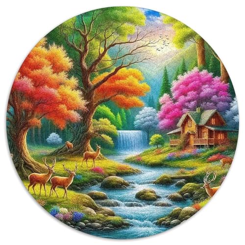 Hirsch 1000 Teile Puzzles Circular Puzzle Geeignet Ab 12 Jahren Pädagogisches Für Erwachsene Kinder Buntes Tier Stressabbau-Spielzeug 1000pcs (67.5x67.5cm) von OJASDBDJE