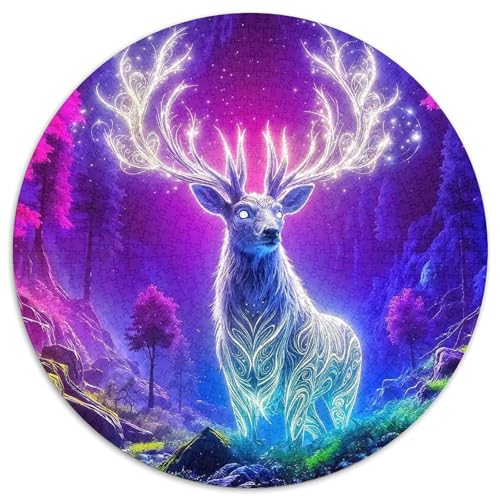 Hirsch 1000 Teile Puzzles Rund Puzzle Geeignet Ab 12 Jahren Pädagogisches Für Erwachsene Kinder Buntes Tier Stressabbau-Spielzeug 1000pcs (67.5x67.5cm) von OJASDBDJE