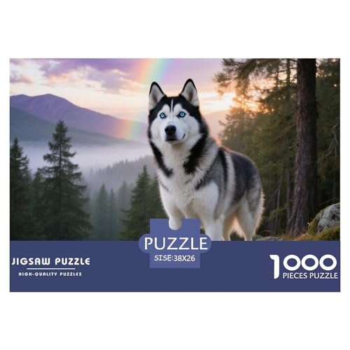 Husky 1000 Teile Puzzle Haustier Hund Für Die Ganze Familie Entspannend Premium-Qualität Spielzeug Pädagogisches Spiel 38x26cm/1000pcs von OJASDBDJE