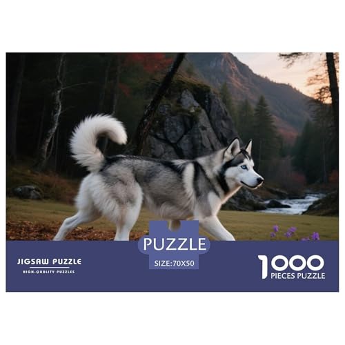 Husky 1000 Teile Puzzle Haustier Hund Für Die Ganze Familie Herausforderung Detailreich Spielzeug Pädagogisches Spiel 70x50cm/1000pcs von OJASDBDJE