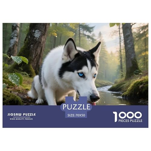 Husky 1000 Teile Puzzle Haustier Hund Für Die Ganze Familie Herausforderung Premium-Qualität Spielzeug Pädagogisches Spiel 70x50cm/1000pcs von OJASDBDJE