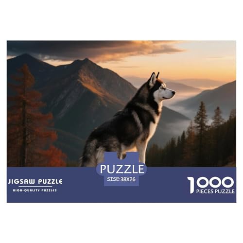 Husky 1000 Teile Puzzle Haustier Hund Geschenke Für Frauen/Männer Herausforderung Premium-Qualität Spielzeug Lernspiel 38x26cm/1000pcs von OJASDBDJE