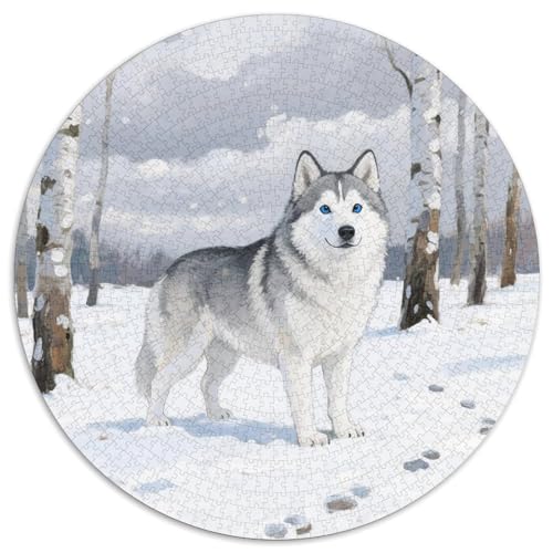 Husky 1000 Teile Puzzle Tierhund Rund Puzzle Für Erwachsene Und Kinder Pädagogisches Für Erwachsene Kinder Buntes Tier Geschenke 1000pcs (67.5x67.5cm) von OJASDBDJE
