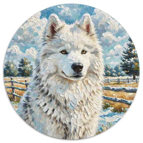 Husky 1000 Teile Puzzle Tierhund Runde Kreispuzzles Für Erwachsene Und Kinder Pädagogisches Für Erwachsene Kinder Buntes Tier Geschenke 1000pcs (67.5x67.5cm) von OJASDBDJE