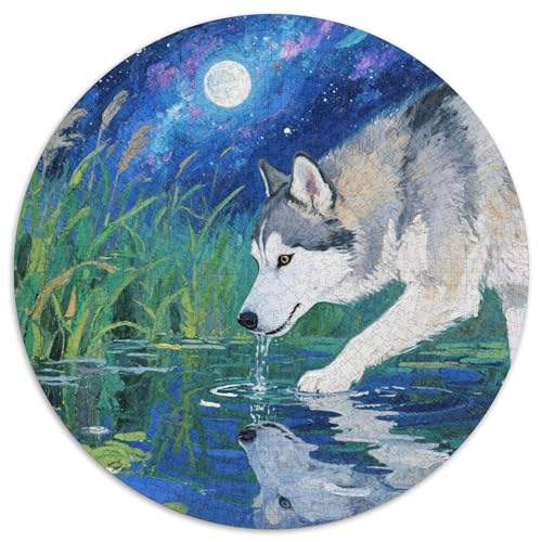 Husky 1000 Teile Puzzle Tierhund Rundes Puzzle Geeignet Ab 12 Jahren Pädagogisches Für Erwachsene Kinder Buntes Tier Geschenke 1000pcs (67.5x67.5cm) von OJASDBDJE