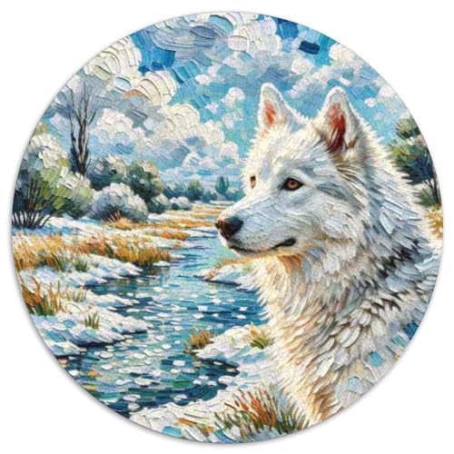 Husky 1000 Teile Puzzle Tierhund Rundes Puzzle Geeignet Ab 12 Jahren Pädagogisches Für Erwachsene Kinder Buntes Tier Stressabbau-Spielzeug 1000pcs (67.5x67.5cm) von OJASDBDJE