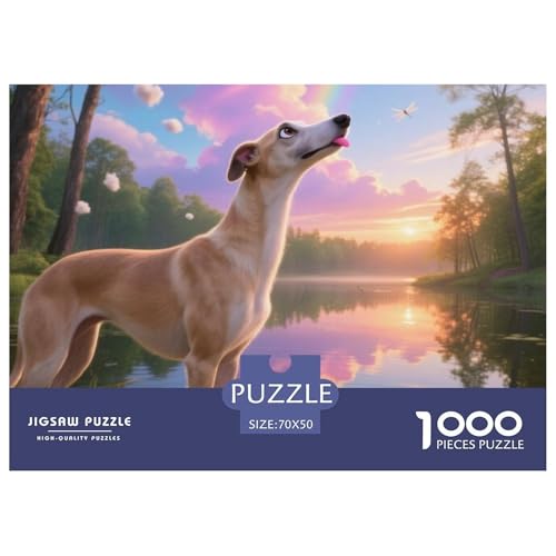 Italienischer Greyhound 1000 Teile Puzzle Haustier Hund Für Die Ganze Familie Herausforderung Premium-Qualität Spielzeug Lernspiel 70x50cm/1000pcs von OJASDBDJE