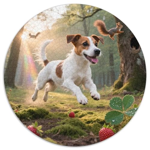 Jack Russell Terrier 1000 Teile Puzzle Haustier Hund Circular Puzzles Für Erwachsene Und Kinder Pädagogisches Für Erwachsene Kinder Buntes Tier Stressabbau-Spielzeug 1000pcs (67.5x67.5cm) von OJASDBDJE