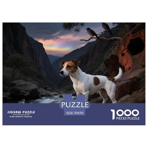 Jack Russell Terrier 1000 Teile Puzzle Haustier Hund Geschenke Für Frauen/Männer Herausforderung Detailreich Spielzeug Lernspiel 70x50cm/1000pcs von OJASDBDJE