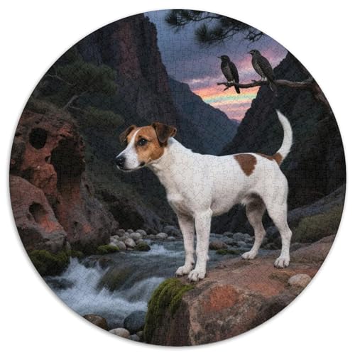 Jack Russell Terrier Mit 1000 Teilen Puzzle Haustier Hund Circular Puzzles Für Erwachsene Und Kinder Pädagogisches Für Erwachsene Kinder Buntes Tier Geschenke 1000pcs (67.5x67.5cm) von OJASDBDJE